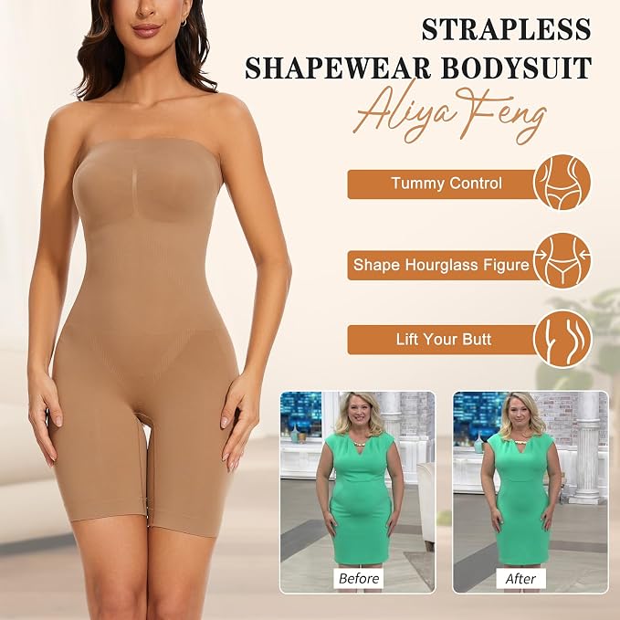 Strapless Tummy Control Bodysuit for Women