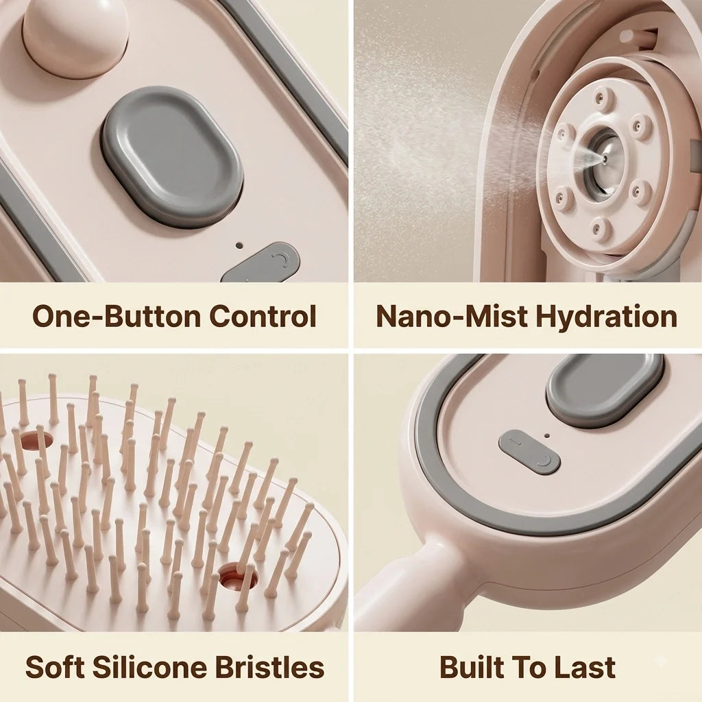AirComb™ — Electric Steam Brush | Lightweight ABS Design | Air-Padded Massage