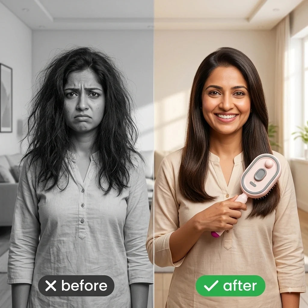 AirComb™ — Electric Steam Brush | Lightweight ABS Design | Air-Padded Massage